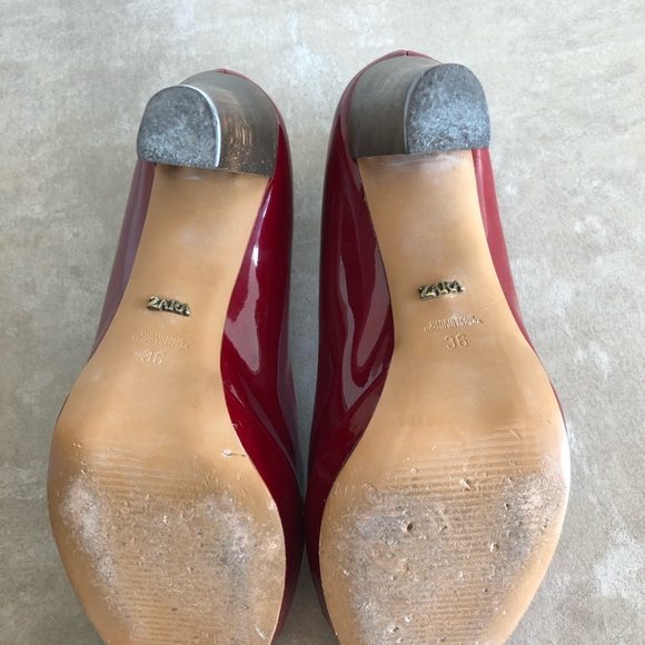 Zara Red Patent Peep Toe Pumps - Picture 6 of 6